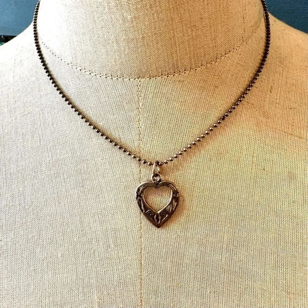 Sterling silver open heart pendant necklace